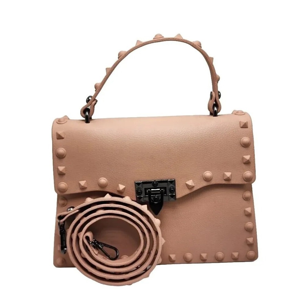 Pink Studed Medium Clutch Purse Trendy Jelly Crossbody Purse